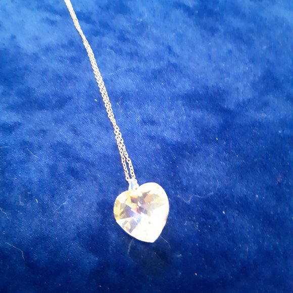 Vintage Crystal Prism Heart Necklace 9 inches long - Picture 1 of 5